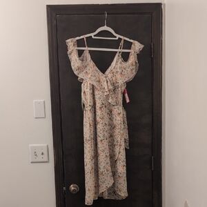Xhilaration Cream Floral High Low Dress